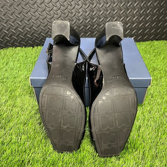 Nickles Black Patent Leather Open Toe Buckle 3'' Heels Womans Size 10 - Picture 5 of 6